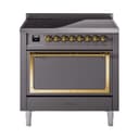 Nostalgie II Noblesse 36″ Induction Range   (Solid Door, Graphite Matte, Brass) view 1