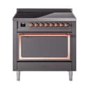 Nostalgie II Noblesse 36″ Induction Range   (Solid Door, Graphite Matte, Copper) view 1