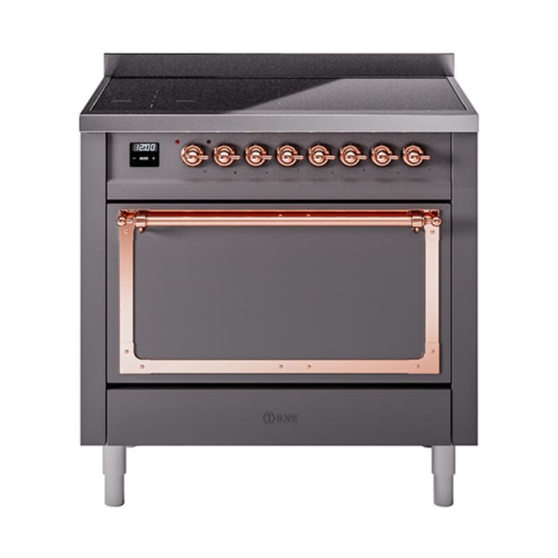 Nostalgie II Noblesse 36″ Induction Range (Solid Door, Graphite Matte, Copper)