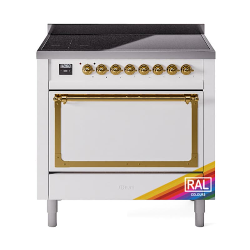 Nostalgie II Noblesse 36″ Induction Range (Solid Door, RAL, Brass)