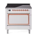 Nostalgie II Noblesse 36″ Induction Range   (Solid Door, White, Copper) view 1