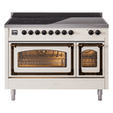 Nostalgie II Noblesse 48″ Induction Range  (Triple Glass Door, Antique White, Burnished) view 1