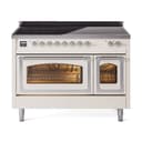 Nostalgie II Noblesse 48″ Induction Range  (Triple Glass Door, Antique White, Chrome) view 1
