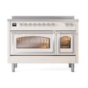 Nostalgie II Noblesse 48″ Induction Range  (Triple Glass Door, Antique White, Chrome) view 3