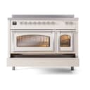 Nostalgie II Noblesse 48″ Induction Range  (Triple Glass Door, Antique White, Chrome) view 7