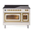 Nostalgie II Noblesse 48″ Induction Range  (Triple Glass Door, Antique White, Brass) view 1