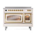 Nostalgie II Noblesse 48″ Induction Range  (Triple Glass Door, Antique White, Brass) view 3