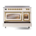 Nostalgie II Noblesse 48″ Induction Range  (Triple Glass Door, Antique White, Brass) view 7