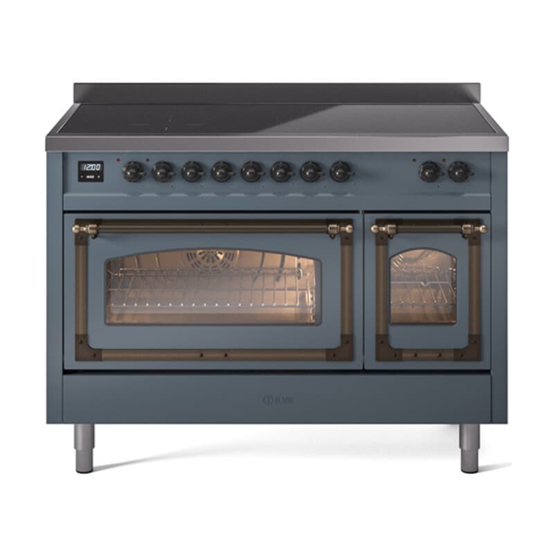 Nostalgie II Noblesse 48″ Induction Range (Triple Glass Door, Blue Grey, Burnished)