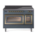 Nostalgie II Noblesse 48″ Induction Range  (Triple Glass Door, Blue Grey, Brass) view 1