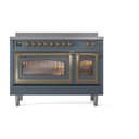 Nostalgie II Noblesse 48″ Induction Range  (Triple Glass Door, Blue Grey, Brass) view 3