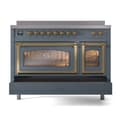 Nostalgie II Noblesse 48″ Induction Range  (Triple Glass Door, Blue Grey, Brass) view 7