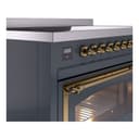 Nostalgie II Noblesse 48″ Induction Range  (Triple Glass Door, Blue Grey, Brass) view 8