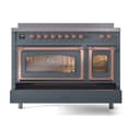 Nostalgie II Noblesse 48″ Induction Range  (Triple Glass Door, Blue Grey, Copper) view 7