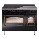 Nostalgie II Noblesse 48″ Induction Range  (Triple Glass Door, Glossy Black, Burnished) view 1