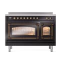 Nostalgie II Noblesse 48″ Induction Range  (Triple Glass Door, Glossy Black, Burnished) view 3