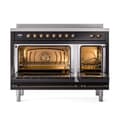 Nostalgie II Noblesse 48″ Induction Range  (Triple Glass Door, Glossy Black, Burnished) view 4