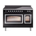 Nostalgie II Noblesse 48″ Induction Range  (Triple Glass Door, Glossy Black, Chrome) view 1
