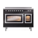 Nostalgie II Noblesse 48″ Induction Range  (Triple Glass Door, Glossy Black, Chrome) view 3
