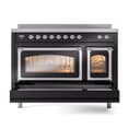 Nostalgie II Noblesse 48″ Induction Range  (Triple Glass Door, Glossy Black, Chrome) view 7