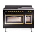 Nostalgie II Noblesse 48″ Induction Range  (Triple Glass Door, Glossy Black, Brass) view 1