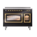 Nostalgie II Noblesse 48″ Induction Range  (Triple Glass Door, Glossy Black, Brass) view 3