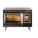 Nostalgie II Noblesse 48″ Induction Range  (Triple Glass Door, Glossy Black, Brass) view 5