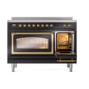 Nostalgie II Noblesse 48″ Induction Range  (Triple Glass Door, Glossy Black, Brass) view 6