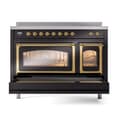 Nostalgie II Noblesse 48″ Induction Range  (Triple Glass Door, Glossy Black, Brass) view 7