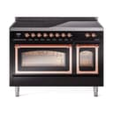 Nostalgie II Noblesse 48″ Induction Range  (Triple Glass Door, Glossy Black, Copper) view 1