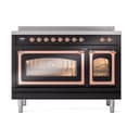 Nostalgie II Noblesse 48″ Induction Range  (Triple Glass Door, Glossy Black, Copper) view 3