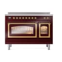 Nostalgie II Noblesse 48″ Induction Range  (Triple Glass Door, Burgundy, Brass) view 3