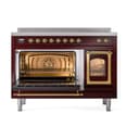 Nostalgie II Noblesse 48″ Induction Range  (Triple Glass Door, Burgundy, Brass) view 5
