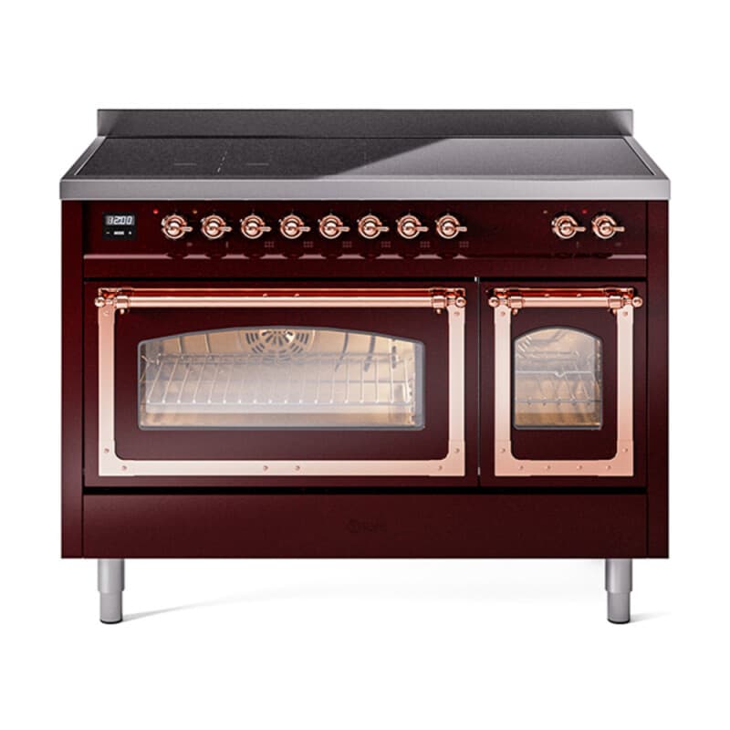 Nostalgie II Noblesse 48″ Induction Range (Triple Glass Door, Burgundy, Copper)
