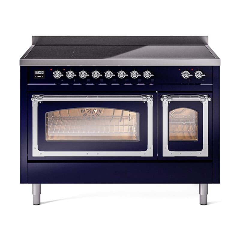Nostalgie II Noblesse 48″ Induction Range (Triple Glass Door, Midnight Blue, Chrome)