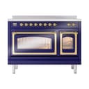 Nostalgie II Noblesse 48″ Induction Range  (Triple Glass Door, Midnight Blue, Brass) view 2