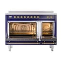 Nostalgie II Noblesse 48″ Induction Range  (Triple Glass Door, Midnight Blue, Brass) view 3