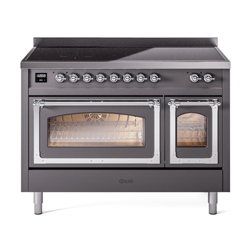 Nostalgie II Noblesse 48″ Induction Range  (Triple Glass Door, Graphite Matte, Chrome)