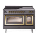Nostalgie II Noblesse 48″ Induction Range  (Triple Glass Door, Graphite Matte, Brass) view 1