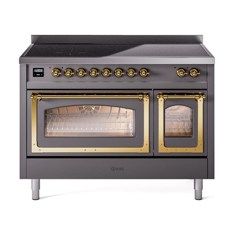 Nostalgie II Noblesse 48″ Induction Range (Triple Glass Door, Graphite Matte, Brass)