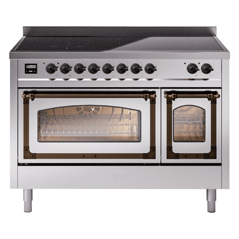 Nostalgie II Noblesse 48″ Induction Range  (Triple Glass Door, Stainless Steel, Burnished)