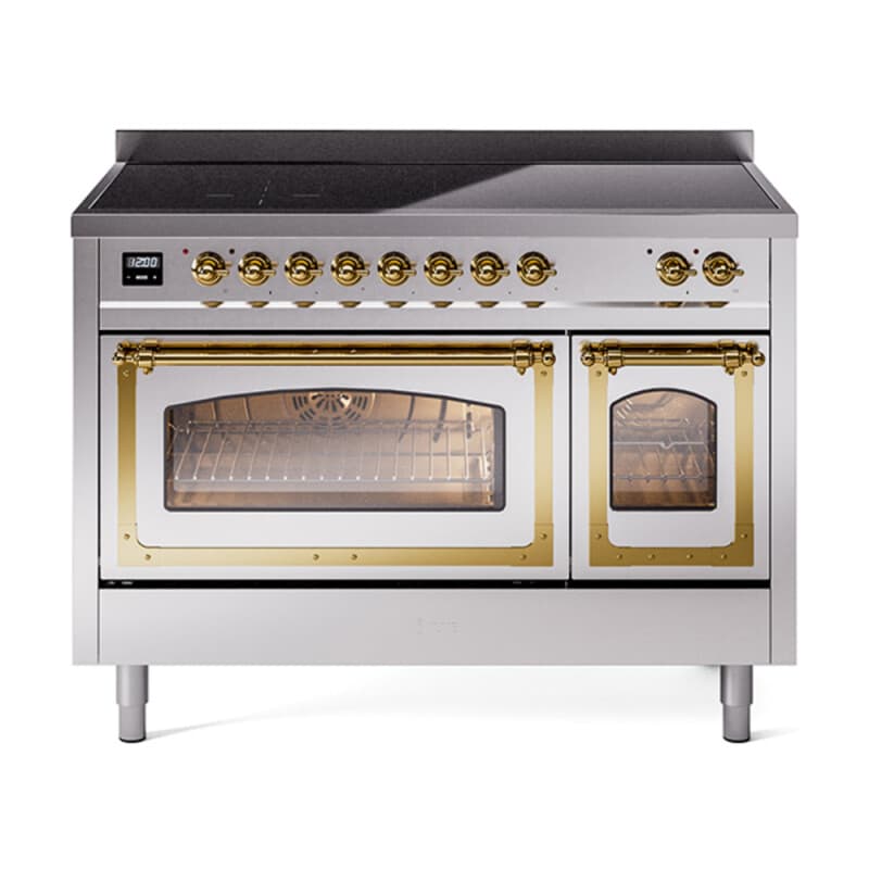 Nostalgie II Noblesse 48″ Induction Range  (Triple Glass Door, Stainless Steel, Brass)