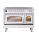 Nostalgie II Noblesse 48″ Induction Range  (Triple Glass Door, White, Chrome) view 2