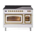 Nostalgie II Noblesse 48″ Induction Range  (Triple Glass Door, White, Brass) view 1