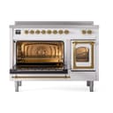 Nostalgie II Noblesse 48″ Induction Range  (Triple Glass Door, White, Brass) view 4