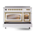 Nostalgie II Noblesse 48″ Induction Range  (Triple Glass Door, White, Brass) view 6