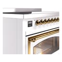 Nostalgie II Noblesse 48″ Induction Range  (Triple Glass Door, White, Brass) view 7