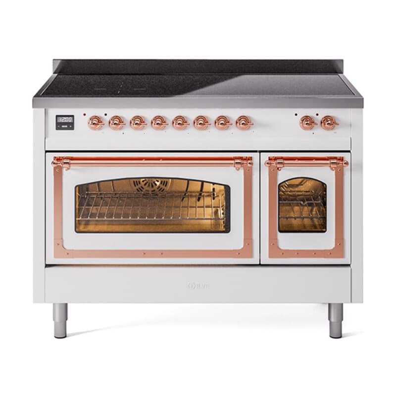 Nostalgie II Noblesse 48″ Induction Range (Triple Glass Door, White, Copper)