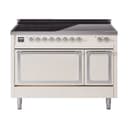 Nostalgie II Noblesse 48″ Induction Range  (Solid Door, Antique White, Chrome) view 1