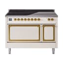 Nostalgie II Noblesse 48″ Induction Range  (Solid Door, Antique White, Brass) view 1